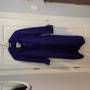 Women's purple raincoat with zip out lining. 47" long